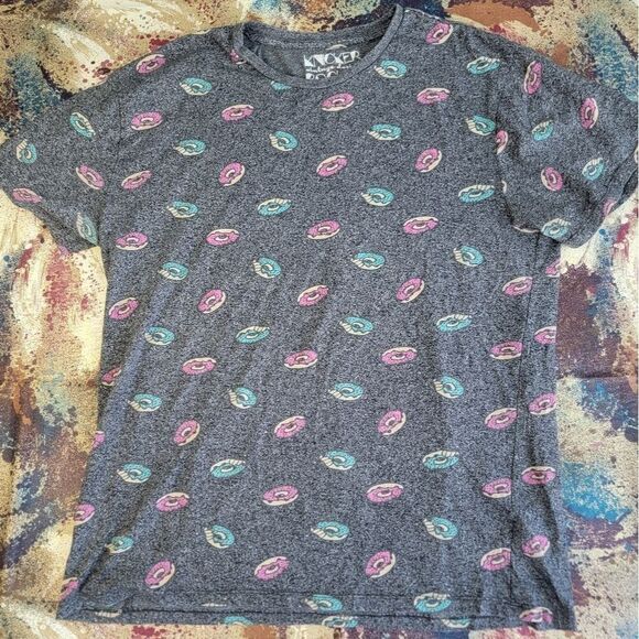 UNISEX  KNICKER BOCKER DONUTS CHARCOAL MARBLE T-SHIRT SIZE XL - Picture 1 of 12